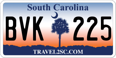 SC license plate BVK225