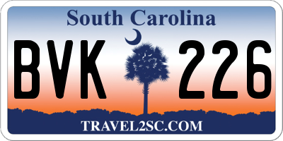 SC license plate BVK226