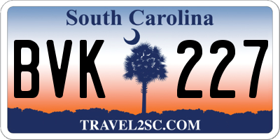 SC license plate BVK227