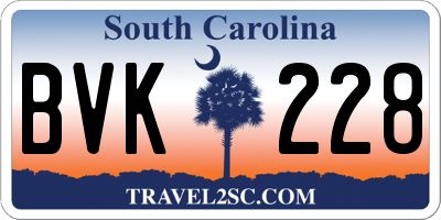 SC license plate BVK228