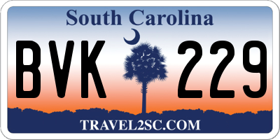 SC license plate BVK229