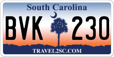 SC license plate BVK230