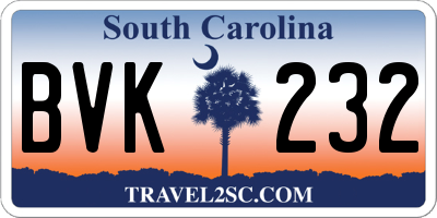 SC license plate BVK232