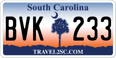 SC license plate BVK233