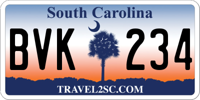 SC license plate BVK234
