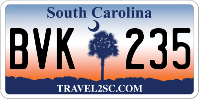 SC license plate BVK235