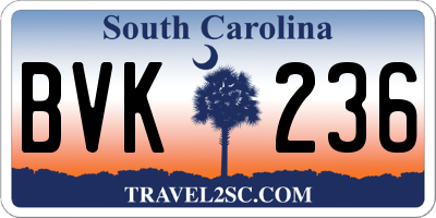 SC license plate BVK236