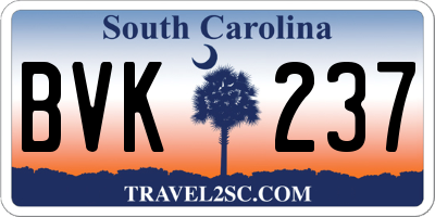 SC license plate BVK237