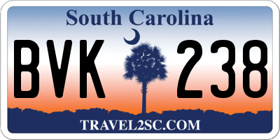 SC license plate BVK238