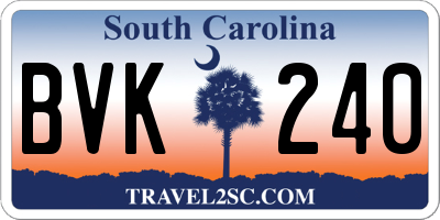 SC license plate BVK240