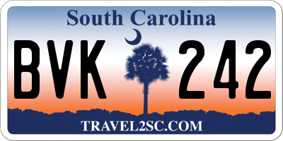 SC license plate BVK242