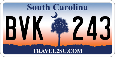 SC license plate BVK243