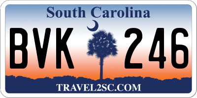 SC license plate BVK246
