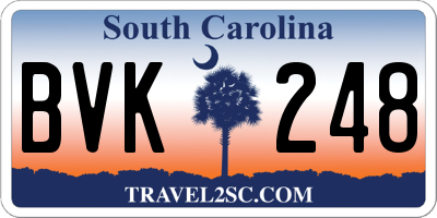 SC license plate BVK248