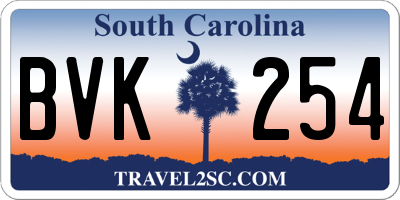 SC license plate BVK254