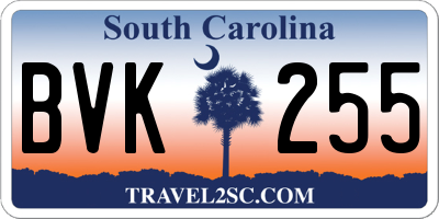 SC license plate BVK255