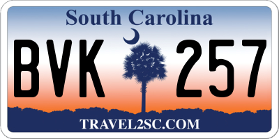 SC license plate BVK257