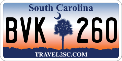SC license plate BVK260