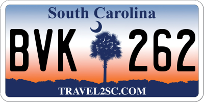 SC license plate BVK262