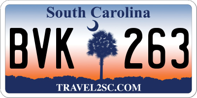 SC license plate BVK263