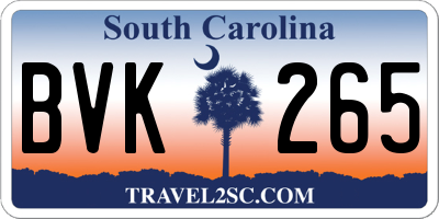SC license plate BVK265