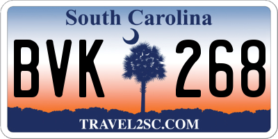 SC license plate BVK268