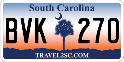 SC license plate BVK270