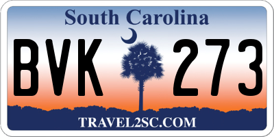 SC license plate BVK273