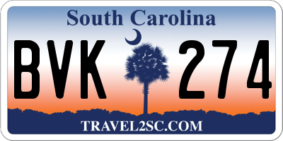 SC license plate BVK274