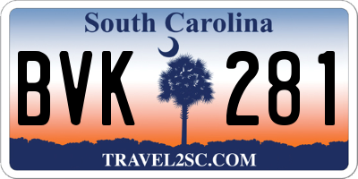 SC license plate BVK281