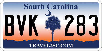 SC license plate BVK283