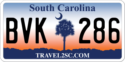 SC license plate BVK286