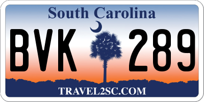 SC license plate BVK289