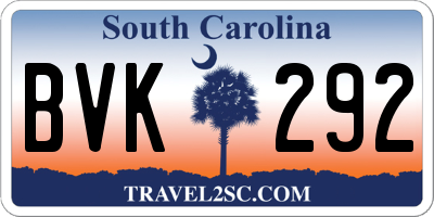 SC license plate BVK292