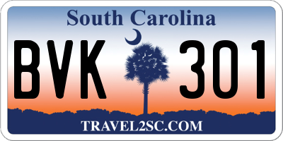 SC license plate BVK301