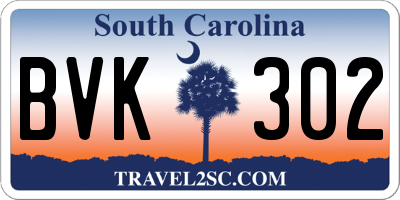SC license plate BVK302