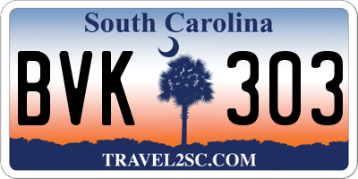 SC license plate BVK303