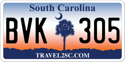 SC license plate BVK305