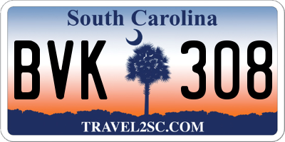SC license plate BVK308