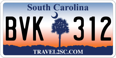 SC license plate BVK312