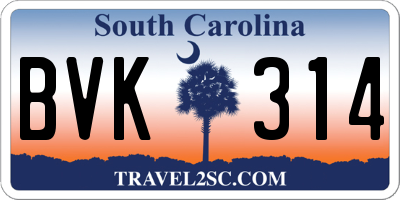 SC license plate BVK314