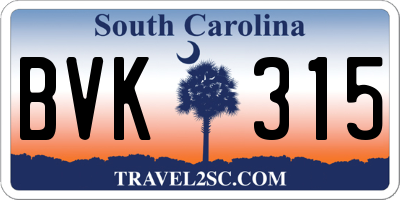 SC license plate BVK315