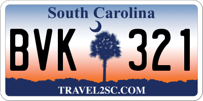 SC license plate BVK321