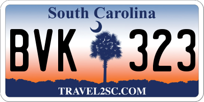 SC license plate BVK323