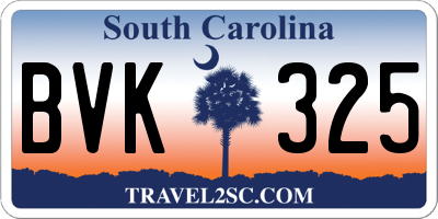 SC license plate BVK325