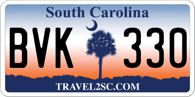SC license plate BVK330