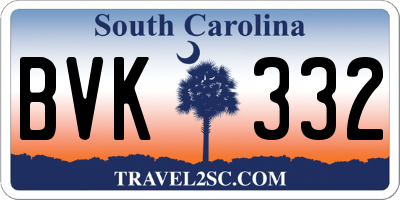 SC license plate BVK332