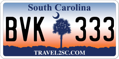 SC license plate BVK333
