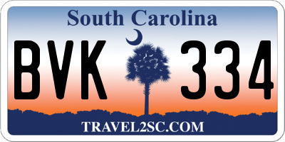 SC license plate BVK334