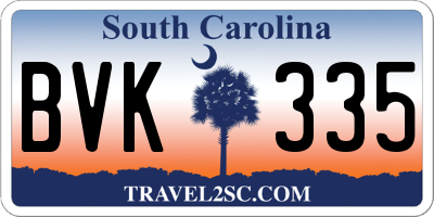 SC license plate BVK335